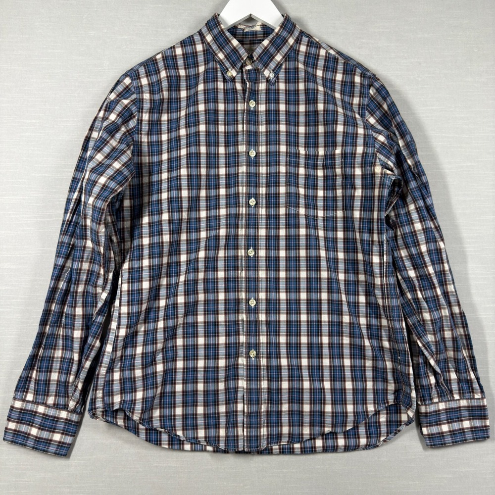 J Crew Shirt Mens Medium Plaid Blue‎ Button Down Long Sleeve Casual Tailored Fit